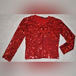 MODA INTERNATIONAL Victoria's Secret Red Square Sequin Cardigan Y2K size L